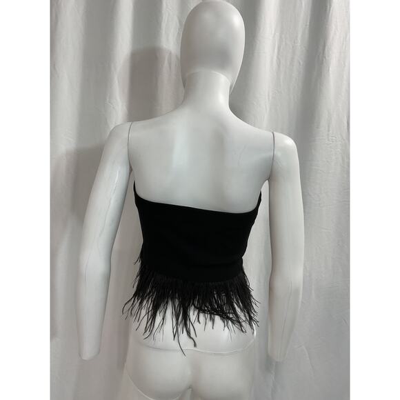 Central Park West 'Sylvie Marabou' Bandeau Black Blouse / Top Size M - Picture 3 of 5